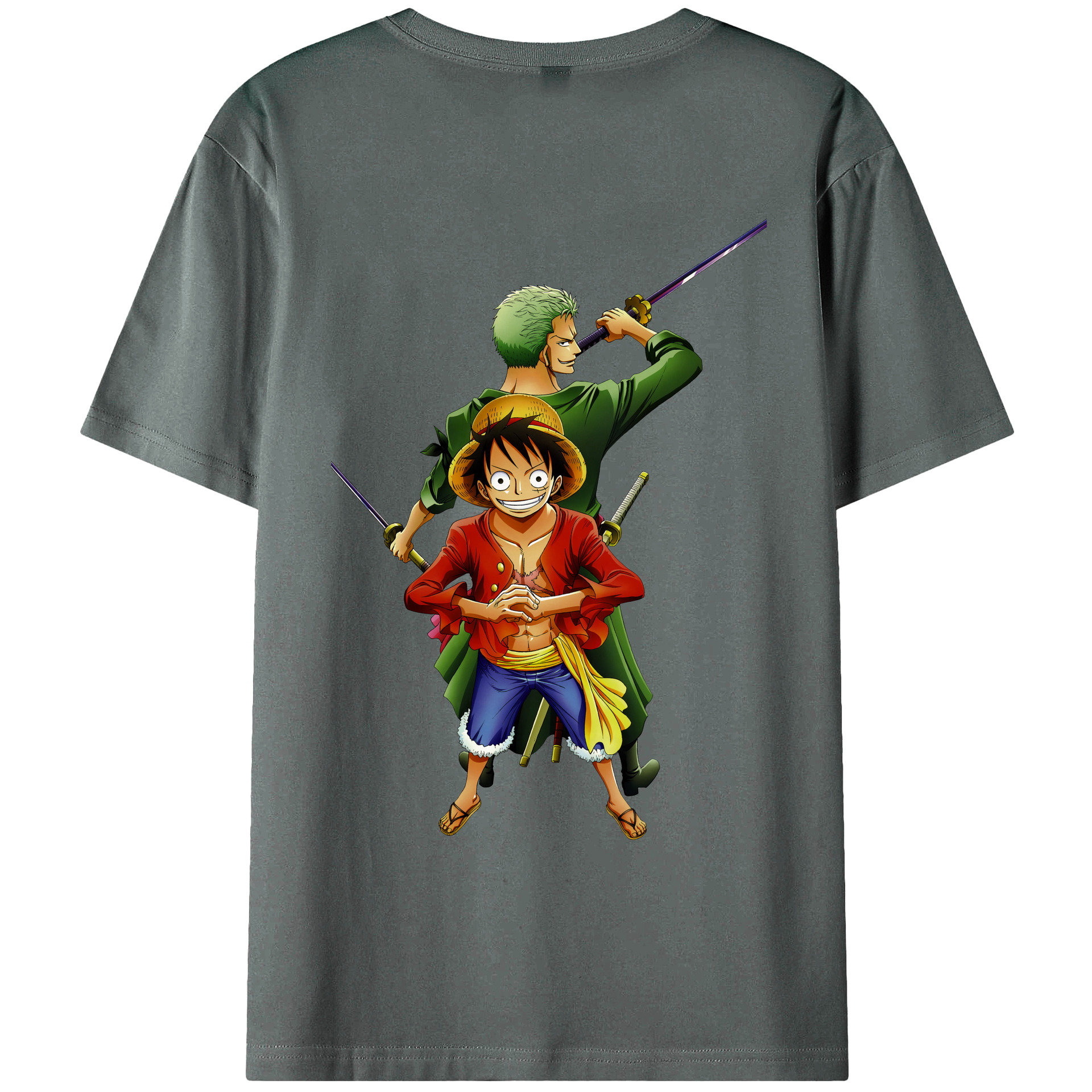 ワンピース モンキー・D・ルフィ ONE PIECE Monkey D. Luffy 綿100％ メンズ半袖Tシャツ（バックプリント） 通気性
